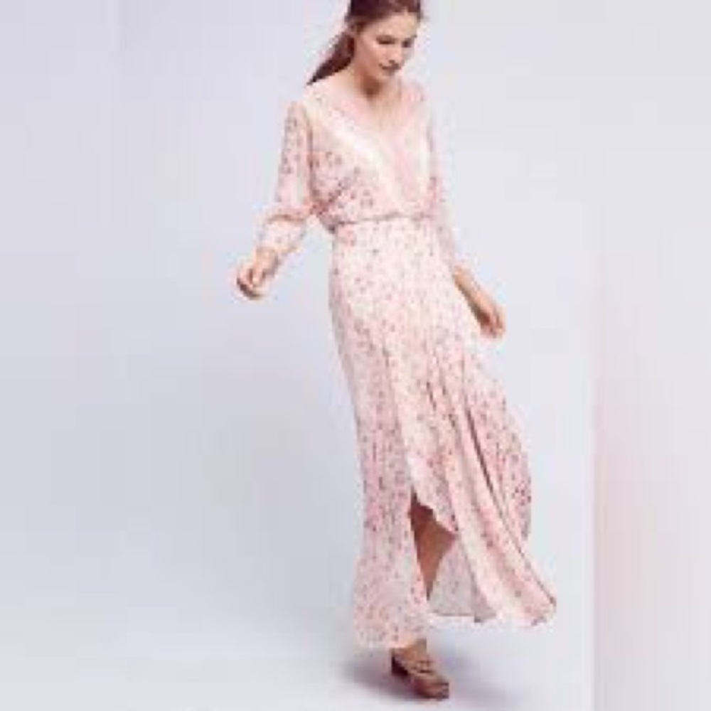 Anthropogie HD in Paris sheer boho print maxi Dress 6